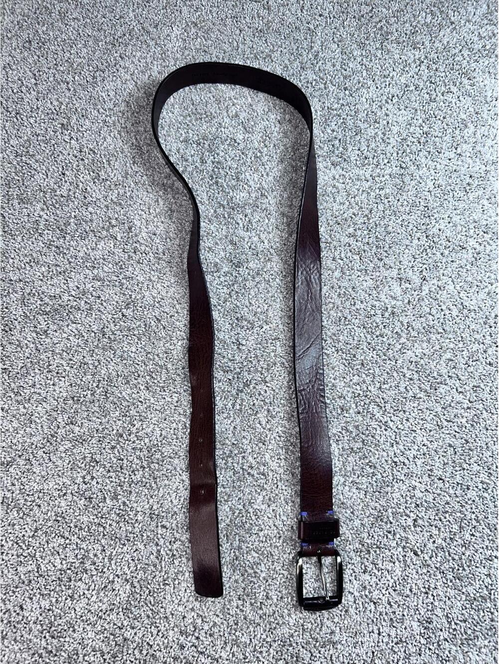 Ted Baker Brown Leather Belt with Silver Buckle